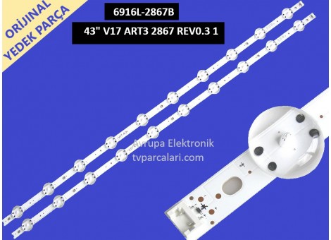 LG 43LJ610V-TA, LG 43LJ624V, Led bar, 6916L-2867B,  43" V17 ART3 2867 REV0.3 1, Tv ledleri